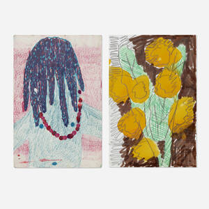 Untitled (Flowers); Untitled (Figure with Necklace) (two works)