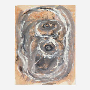 Untitled (Grey Eyes, Orange Background)