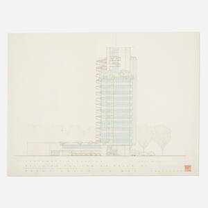 Northwestern Elevation drawing for Price Tower, Bartlesville, Oklahoma