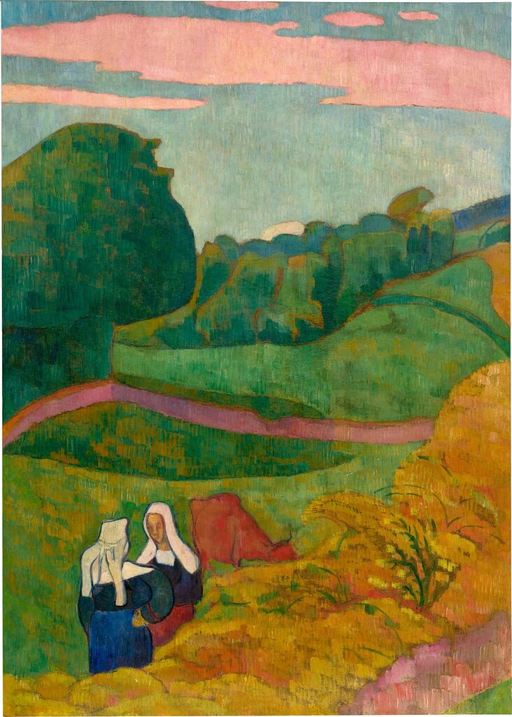 Paysage de Bretagne (Paysage avec deux Bretonnes et vache)