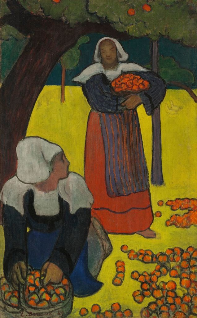BRETONNES RAMASSANT DES POMMES