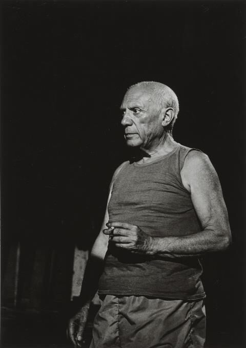 Pablo Picasso pendant le tournage de film de Clouzot, Nice