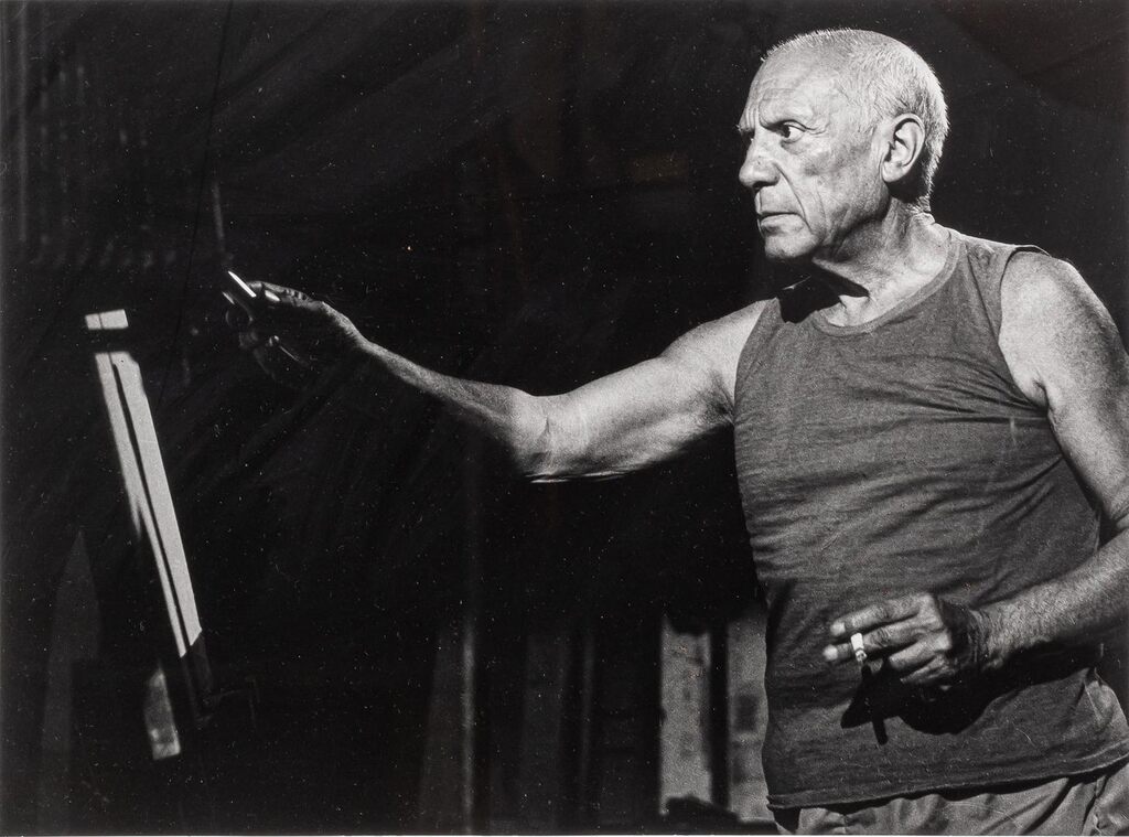 Pablo Picasso During the Shooting of the Film Le Mystère Picasso by Henri-Georges Clouzot, Nice