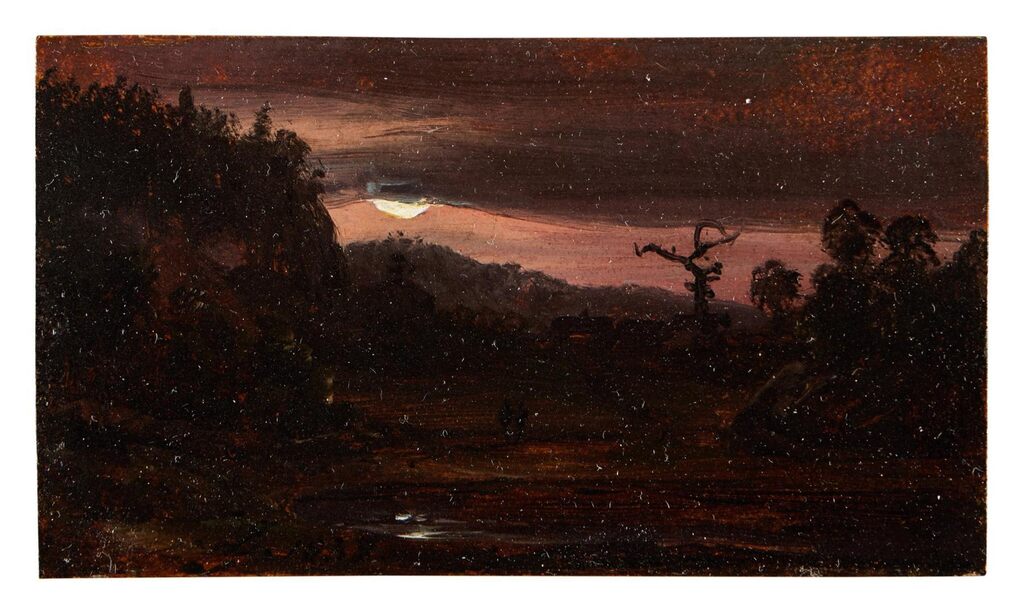 Landscape near Lysekloster by moonlight