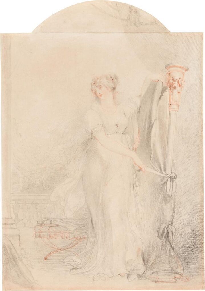 Portrait of a lady at the harp, probably Lady Neave, née Frances Caroline Digby (1772-1835)