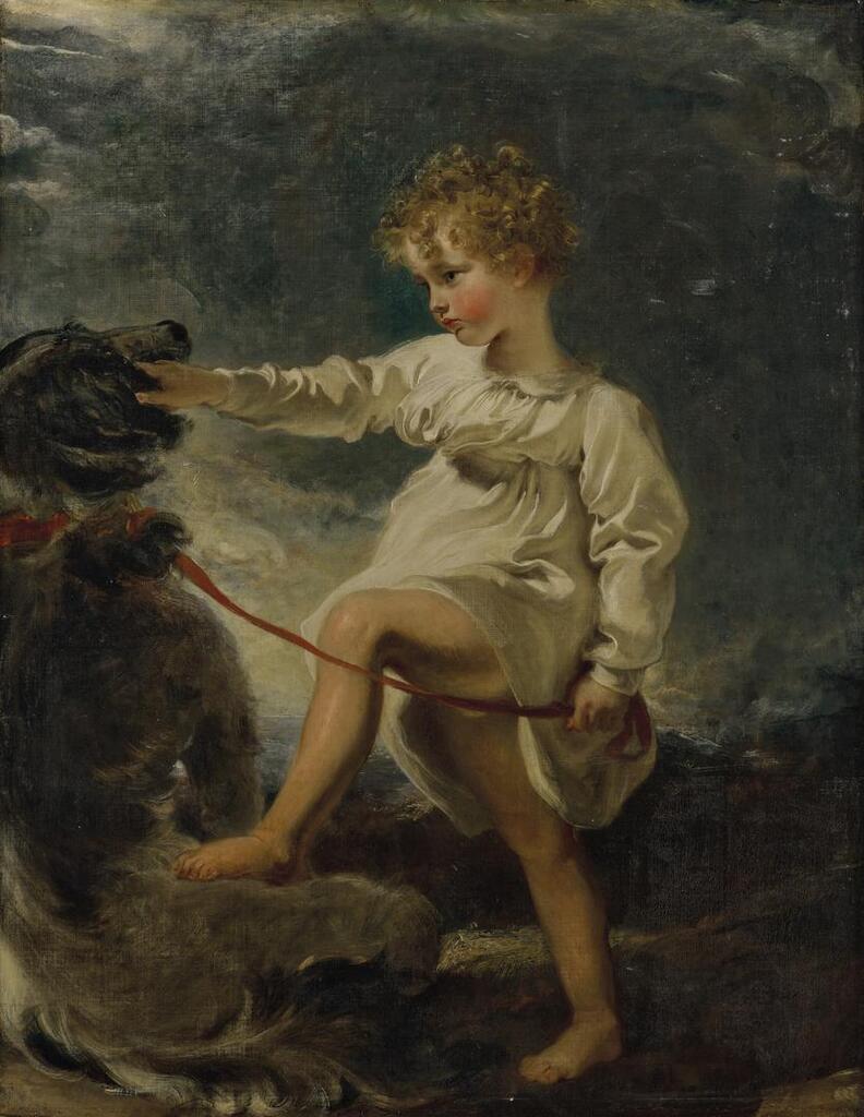 Portrait of William Lock (1804-1832), as a child, full-length, with a dog