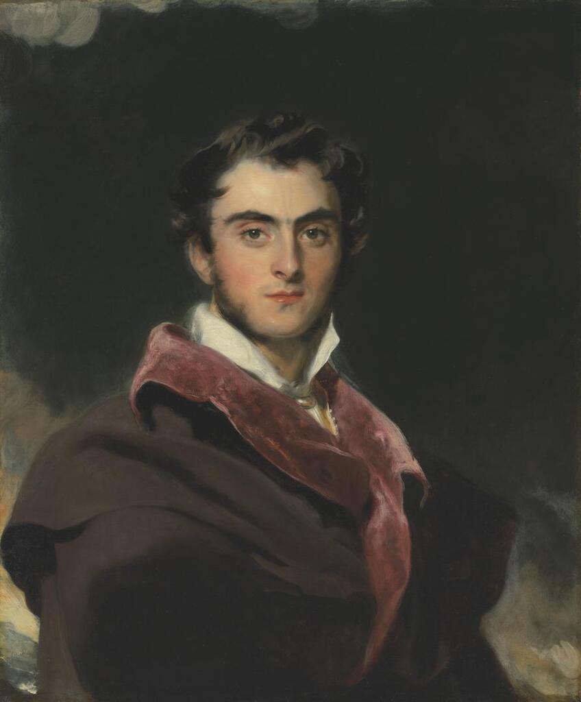 Portrait of Richard Meade, 3rd Earl of Clanwilliam (1795-1879), half-length, in a black cloak with red collar