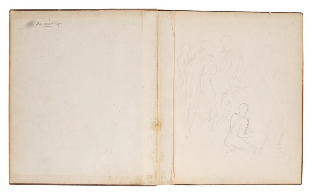 A sketchbook with 18 pages of drawings (one double-sided) mostly for the spandrel depicting St Matthew the Evangelist for the dome of St Paul's Cathedral