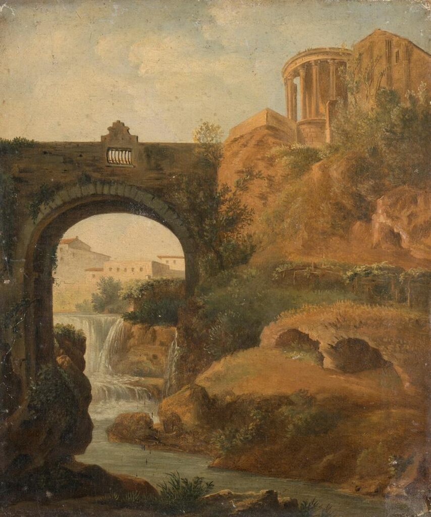 Caprice with the Temple of Vesta and the Waterfall at Tivoli