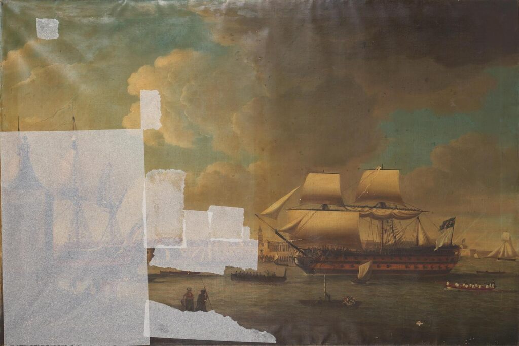 The Foudroyant bringing the Pégase into Portsmouth Harbour