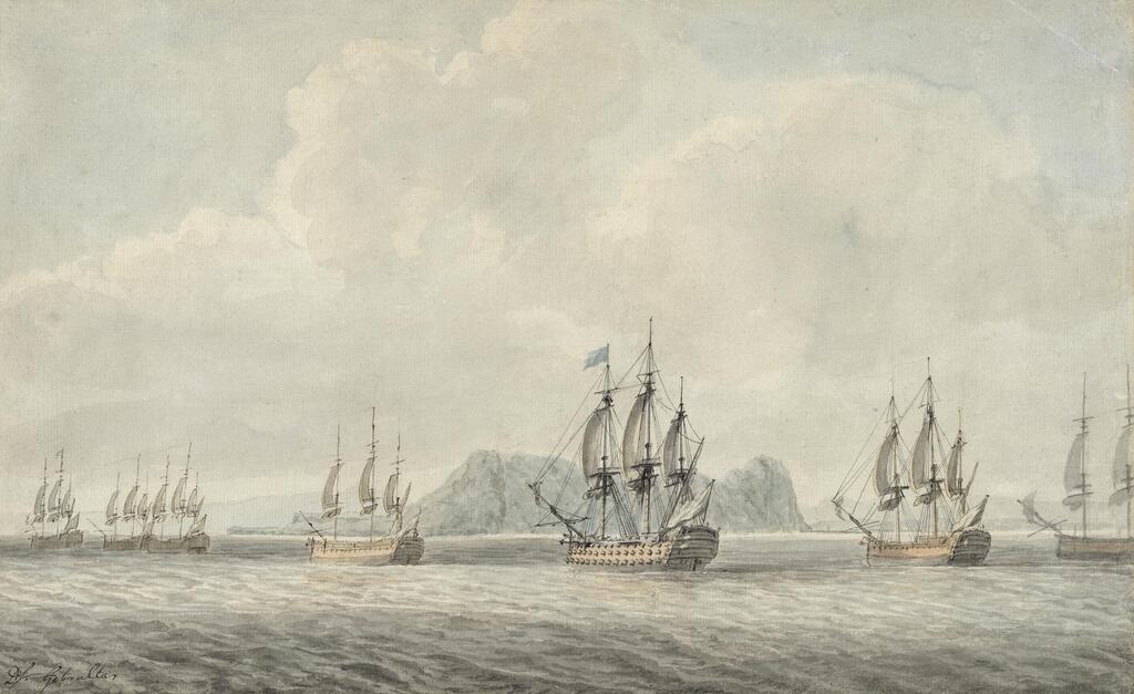 Naval vessels off the Rock of Gibraltar