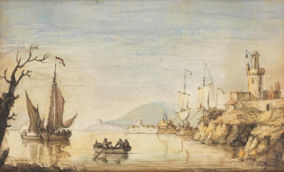 Coastal view of a harbour with boats