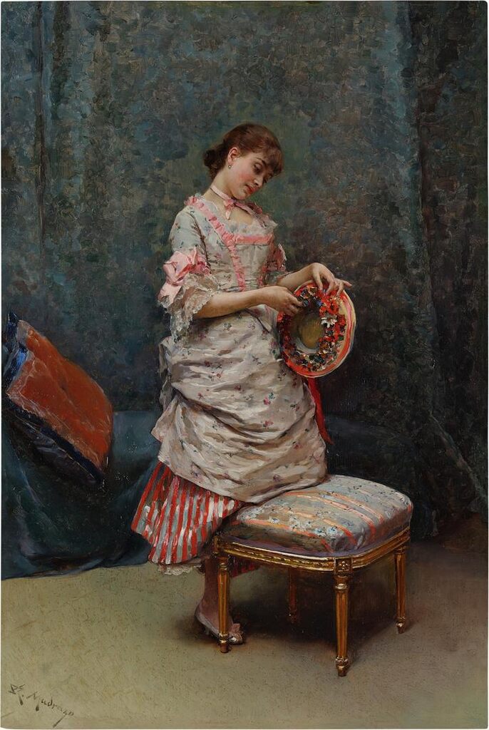 Aline Holding a Hat (Aline sosteniendo un sombrero)