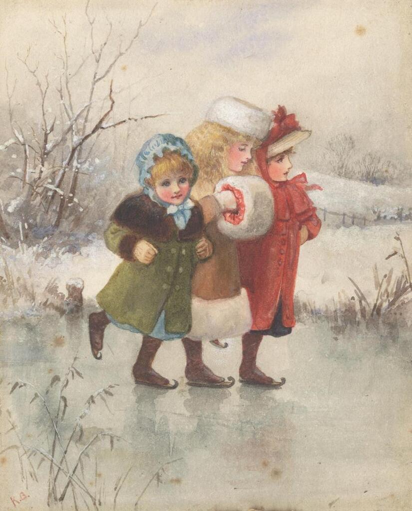 Three ice-skating children