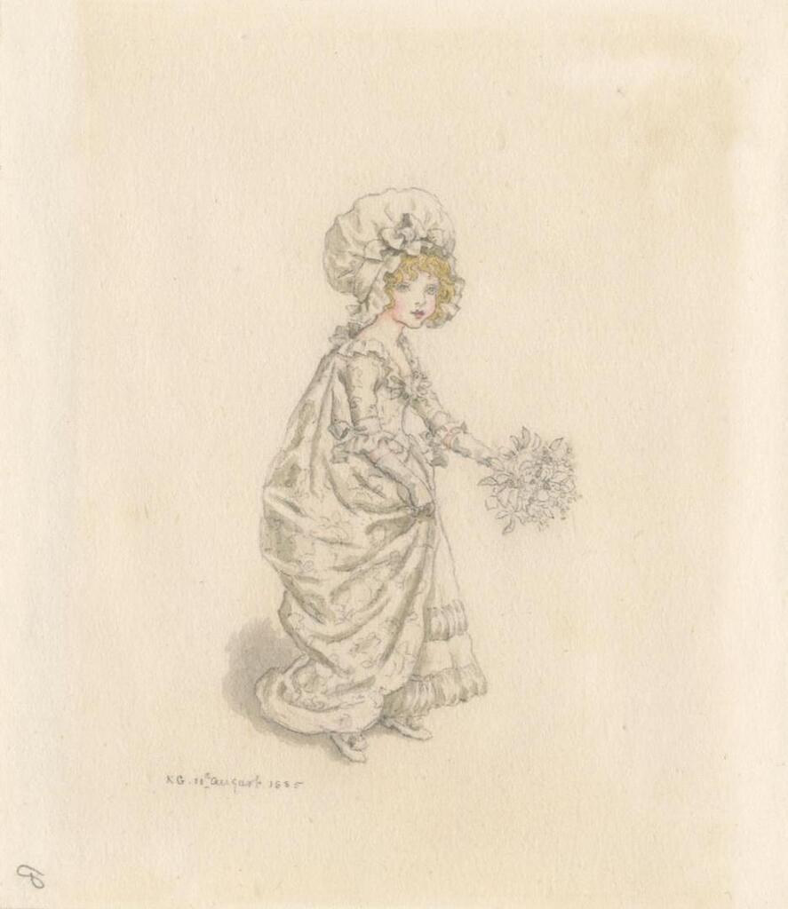 Two of bonneted girls with posies