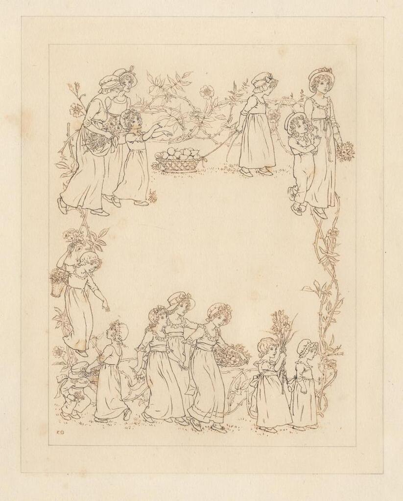 A procession of children gathering flowers