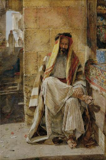 An Arabian Chief, seated in a Cairo Bazaar