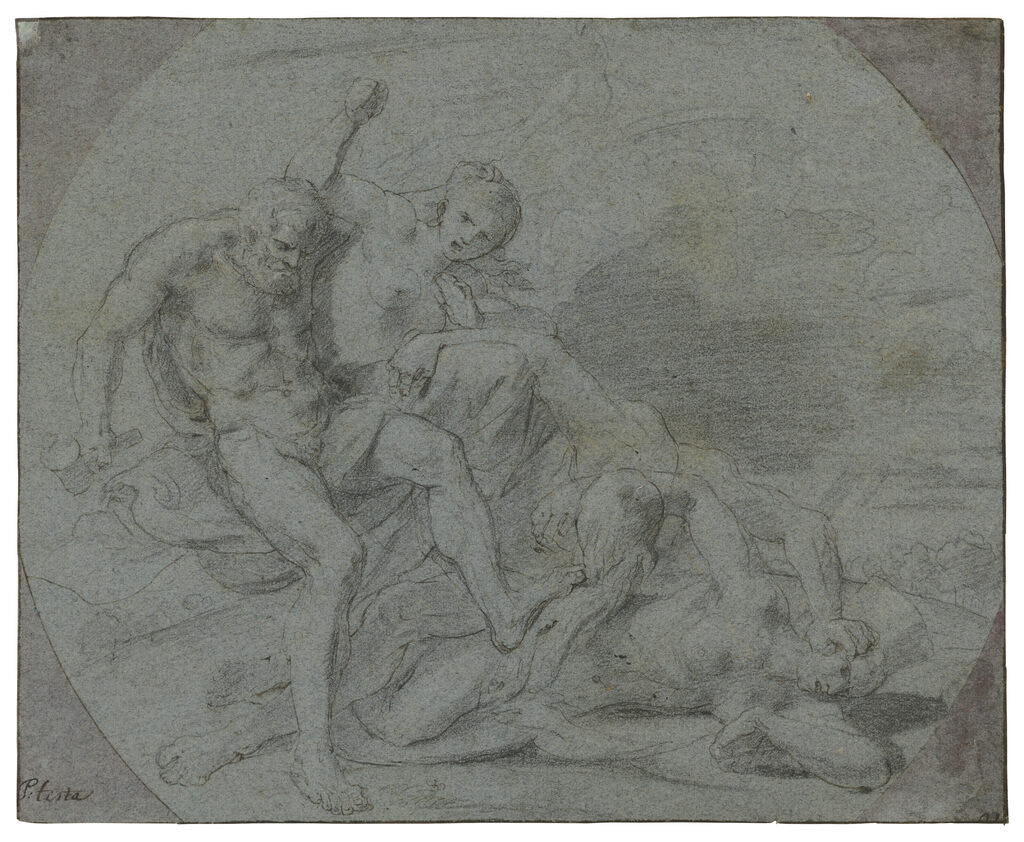 Le combat des quatre éléments (recto) ; Esquisse d'une figure (verso)