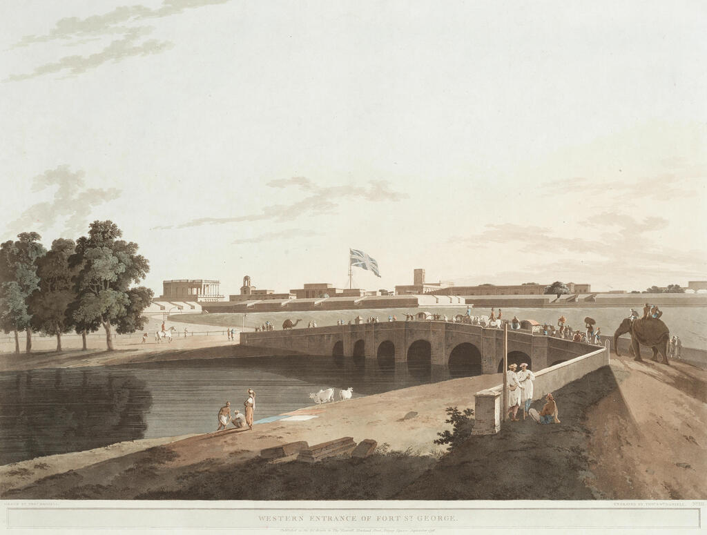 'Western Entrance of Fort St George'; 'The Government House, Fort St George' plate