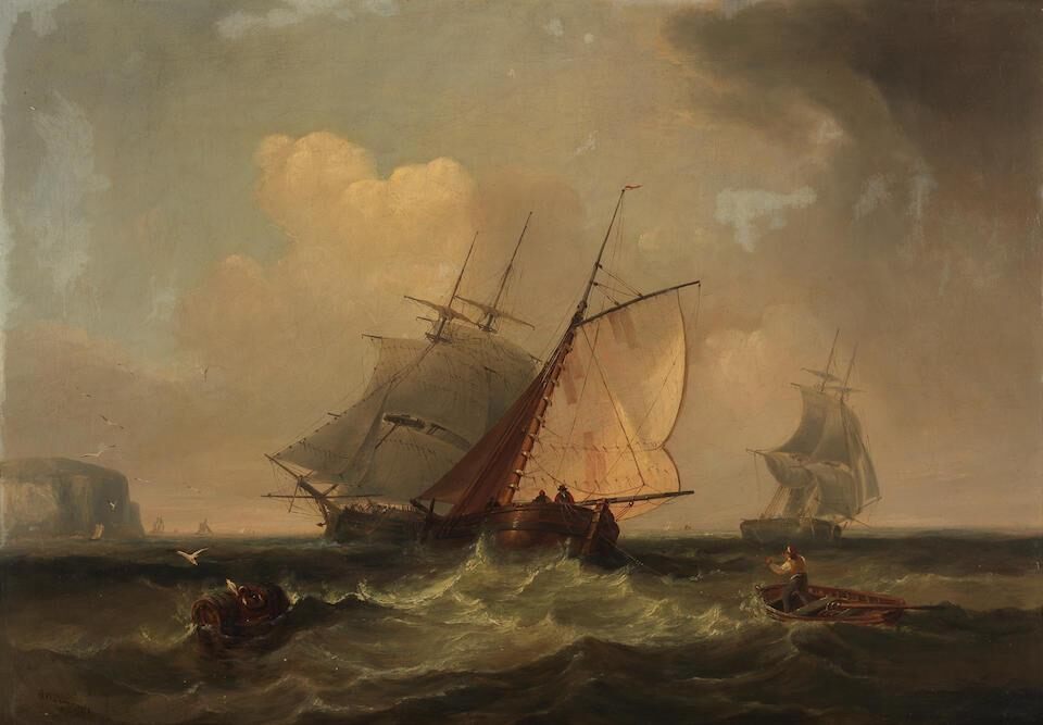 Sailing vessels on a collision course off Dover
