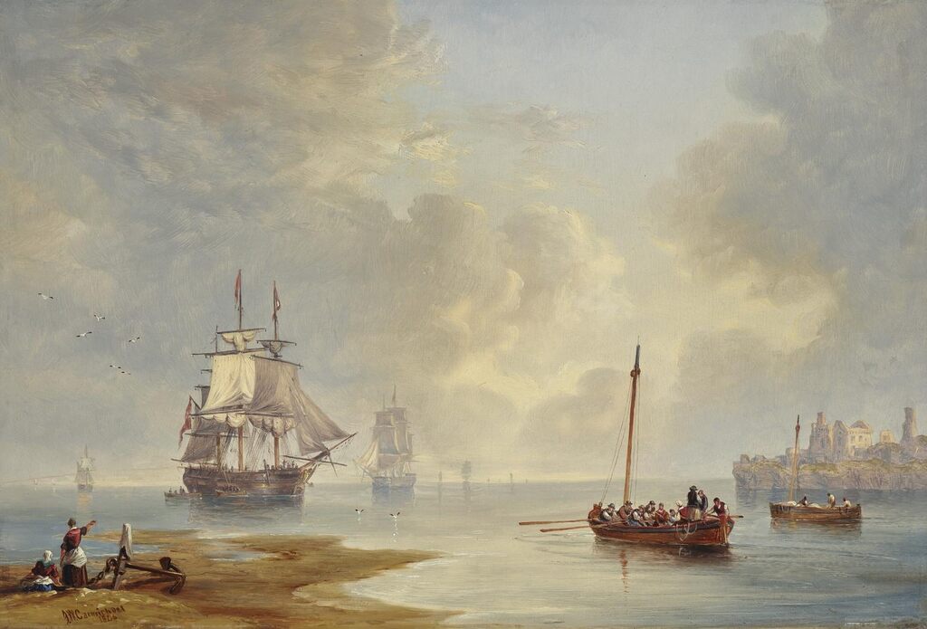 A Calm Day, Man o'War Off the Coast
