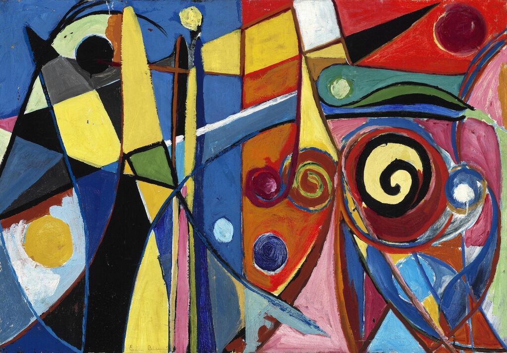 Else Alfelt: Untitled. Signed Else Alfelt 39; signed and dated on the reverse. Oil on canvas. 68 x 98 cm