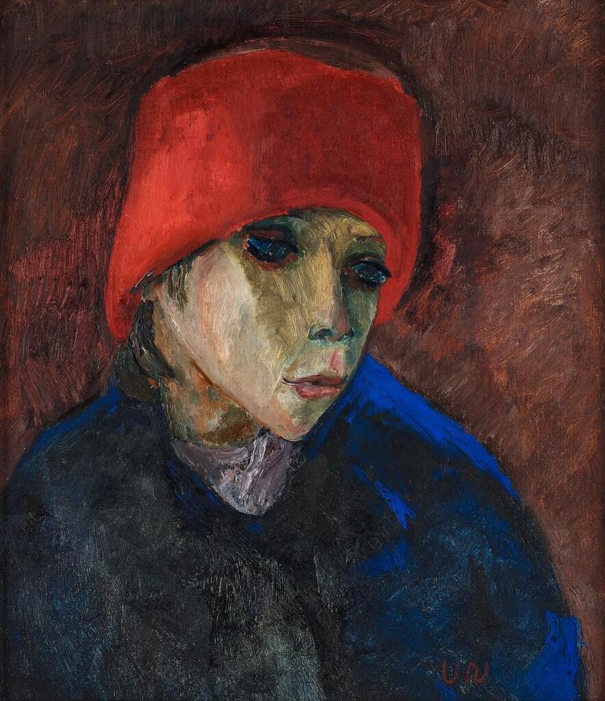 "Girl in red hat (portrait of Karen Blixen)"