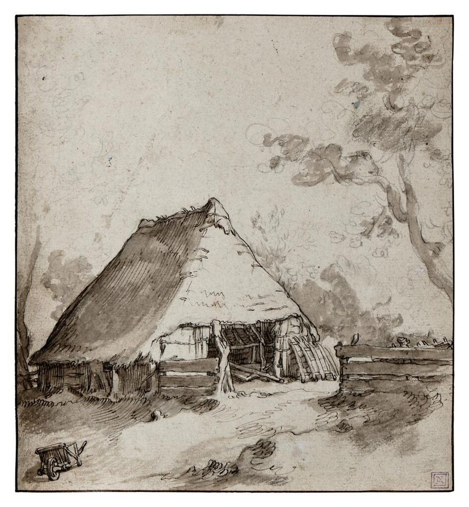 Recto: Landscape with Cottage, Verso: Study of a Tree