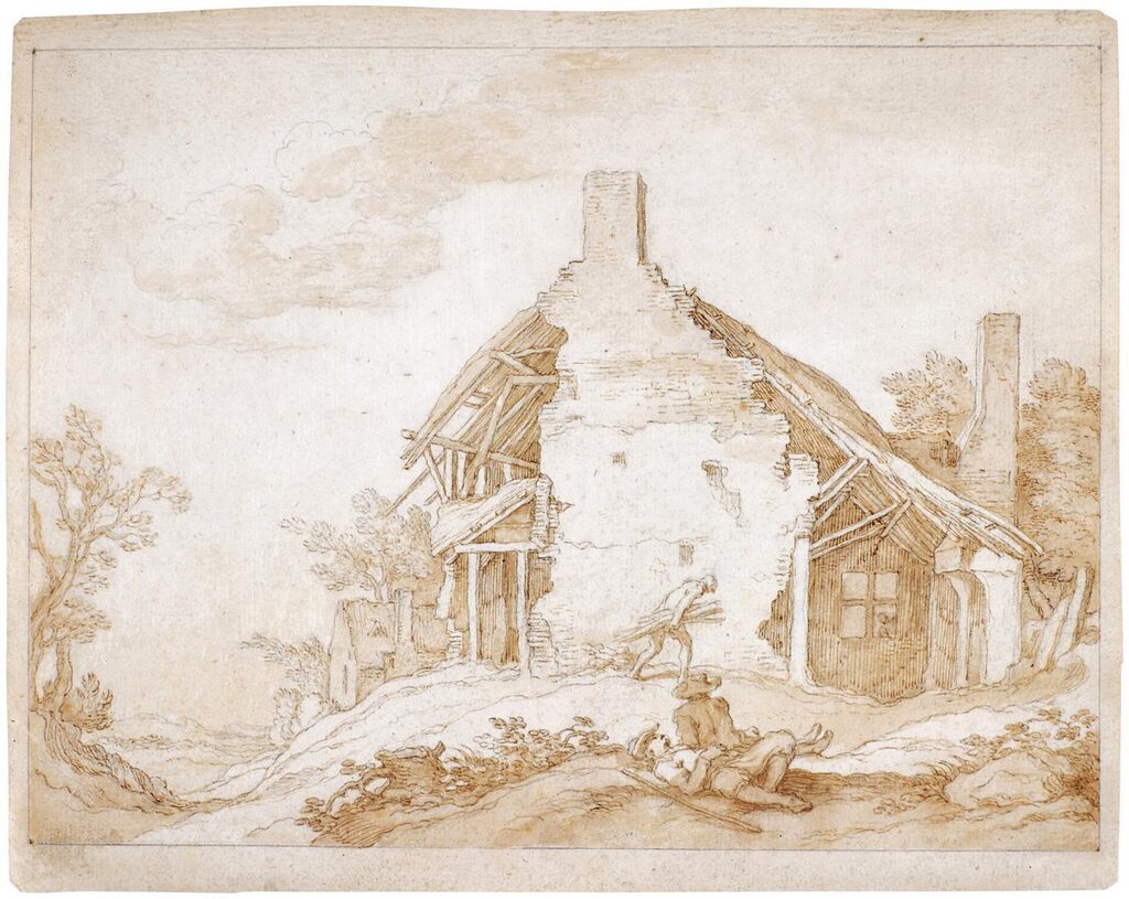 A ruined farm building in the dunes