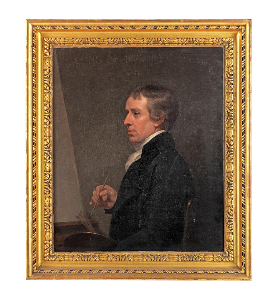 A self portrait of the artist at his easel