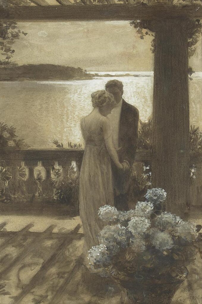 Figures on a Moonlit Balcony