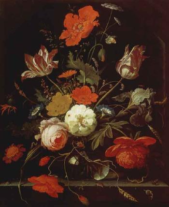 Peonies, roses, tulips, poppies, caterpillars, butterfly