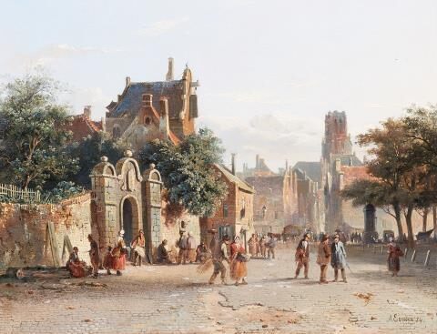 Busy Street in a Dutch Town