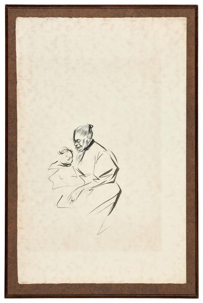 Ensemble de neuf œuvres sur papier