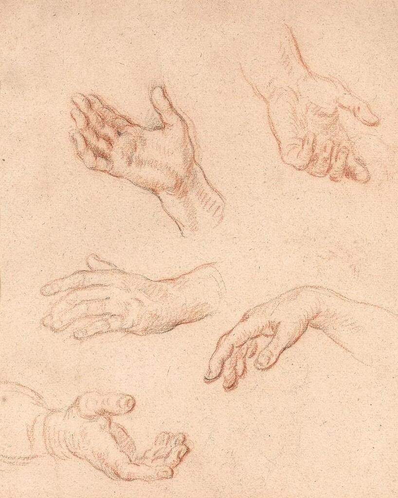 Study sheet of hands in five positions