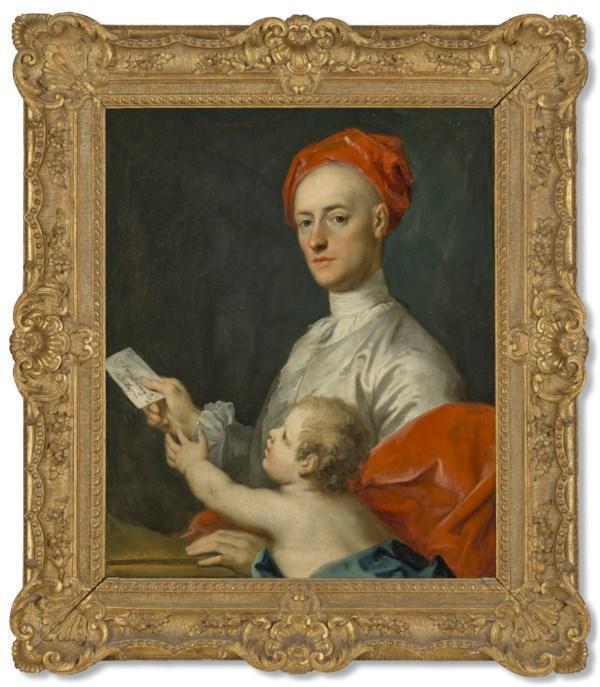 Portrait of Carew Hervey Mildmay (1690-1784), half-length, with a putto
