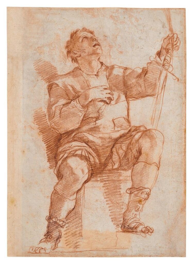 Recto: Study for the Figure of Adrian Fortescue, Verso: Study for the Figure of Juan d'Eguaras