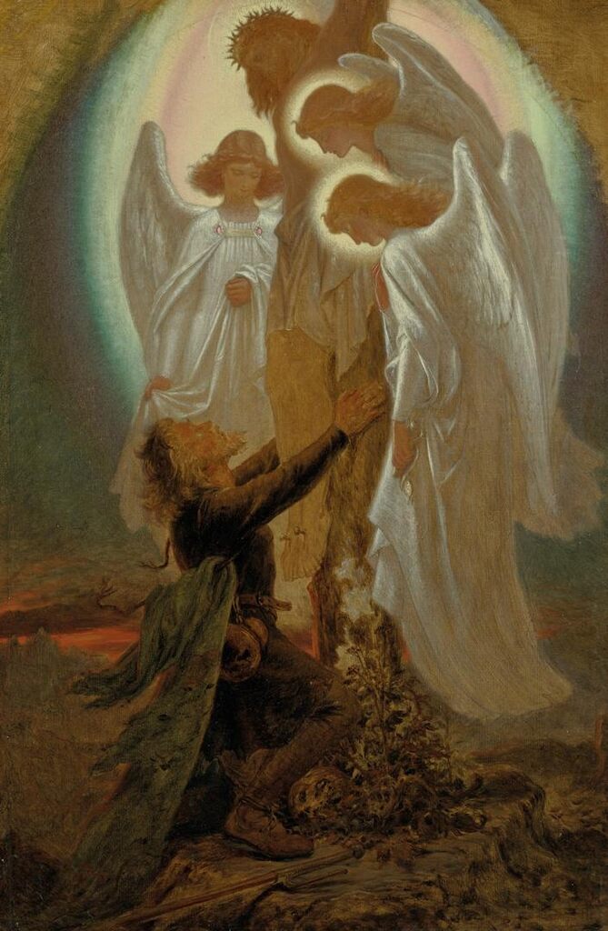 Christian at the foot of the cross - The Pilgrim's Progress