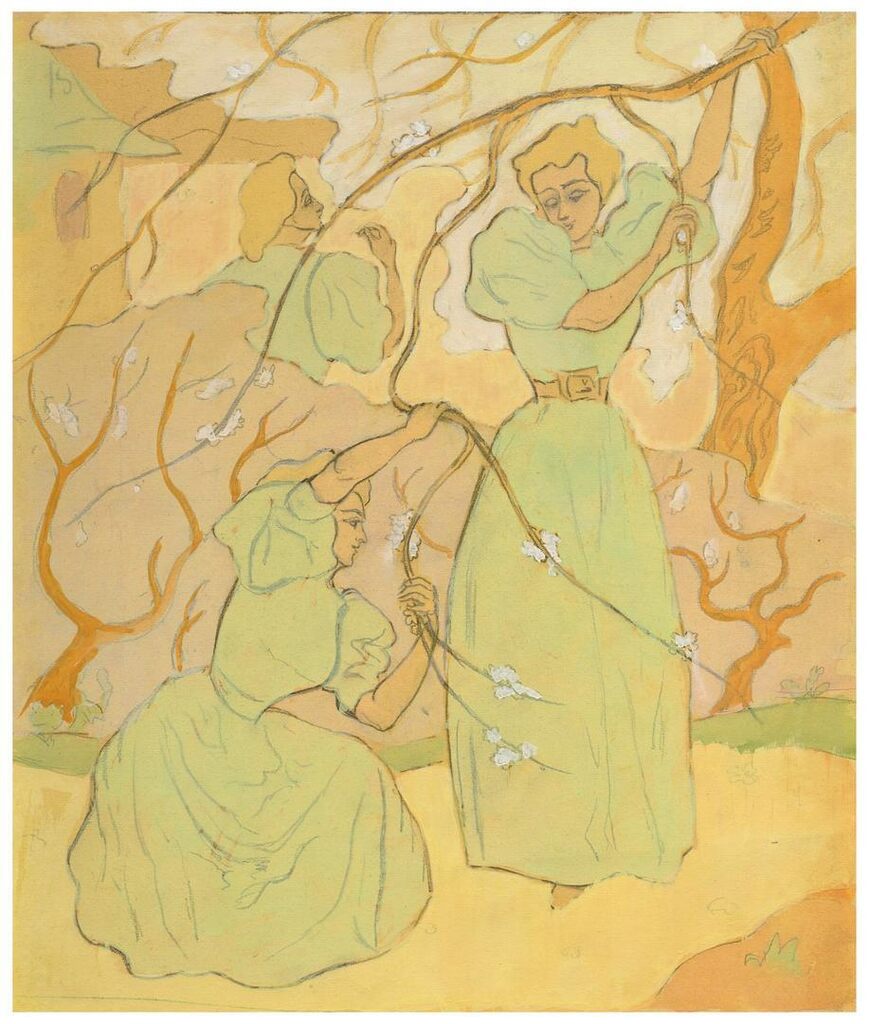 Trois Femmes sous les arbres en fleurs
