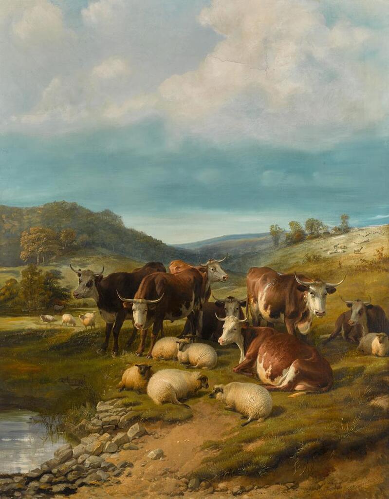 Cattle and Sheep at a Watering Place