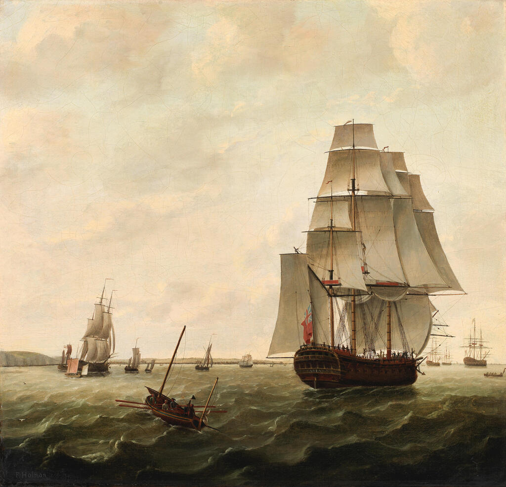 The East Indiaman Asia in the Downs on her return from China