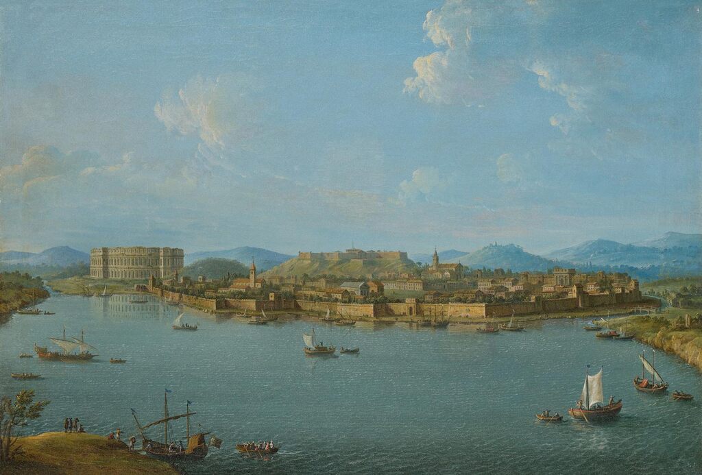 Pula, a view from across the bay with the amphitheater beyond