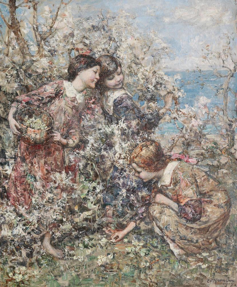 Gathering primroses, Brighouse Bay