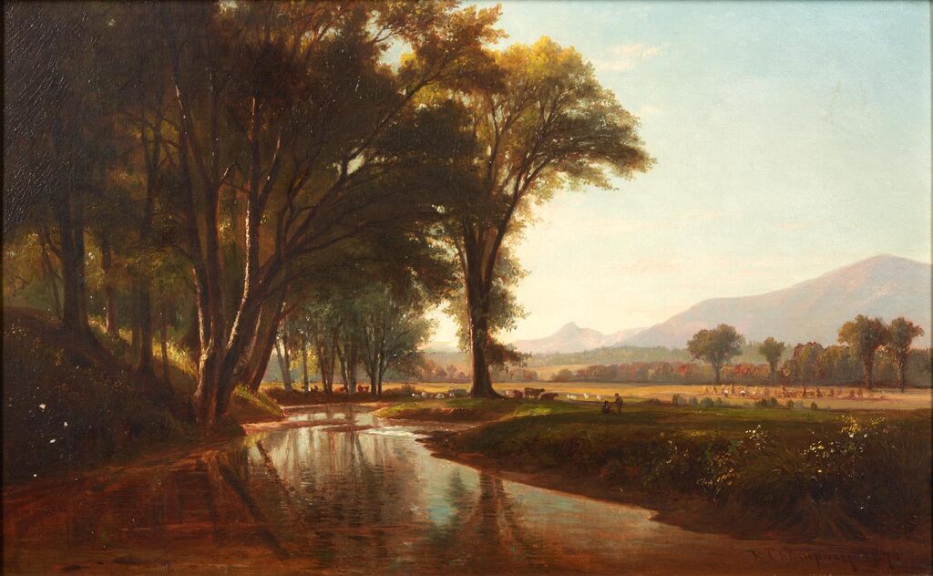 Brook through Conway Meadows, with Mount Chocorua in the Distance and Moat Mountain on the Right