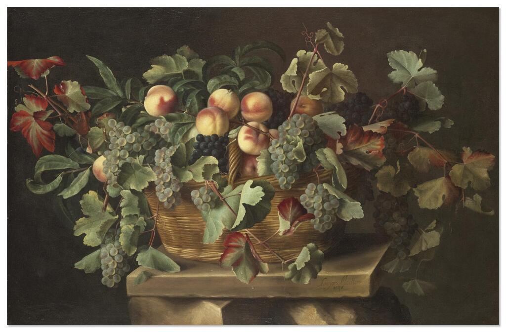 Nature morte aux raisins et pêches