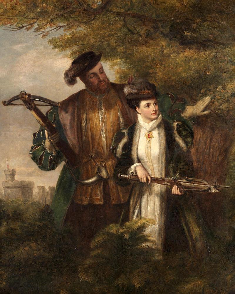Henry VIII with Ann Boleyn deer shooting in Windsor forest