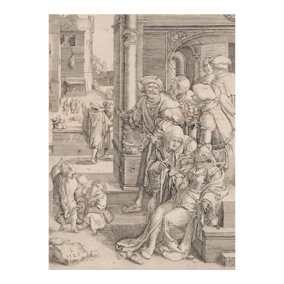 The Poet Virgil Suspended in a Basket (Bartsch, Hollstein, New Hollstein 136