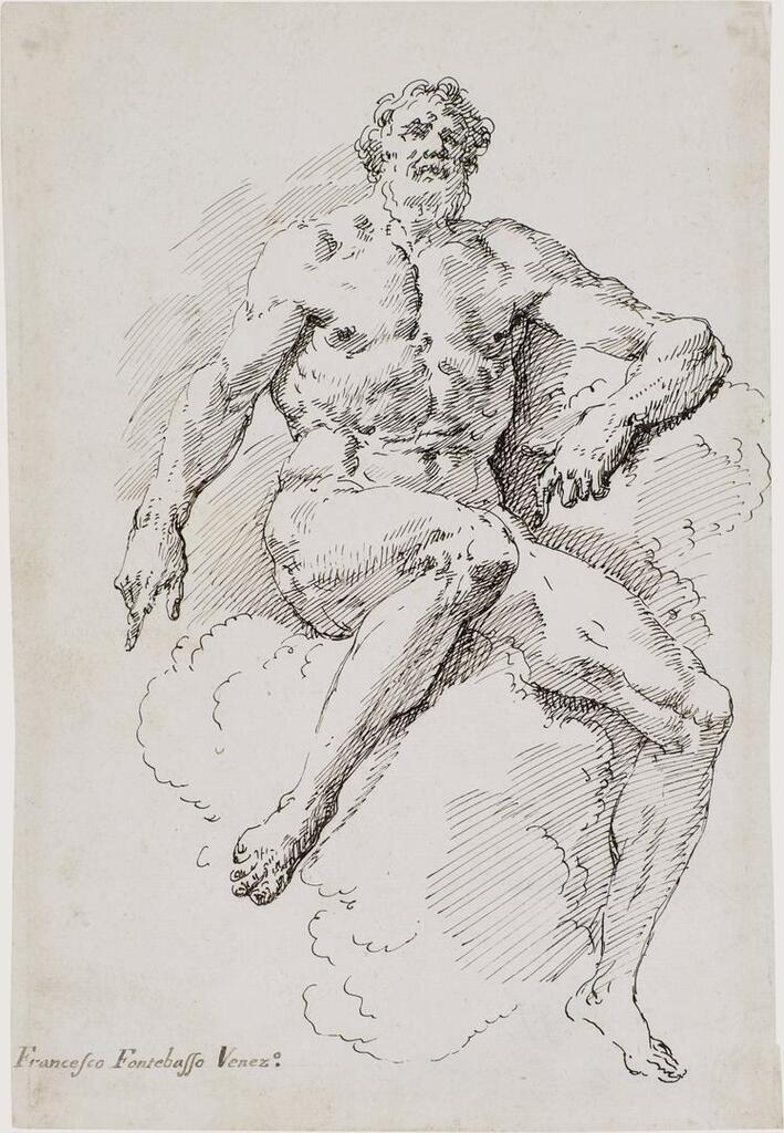 Hercules seated on a cloud