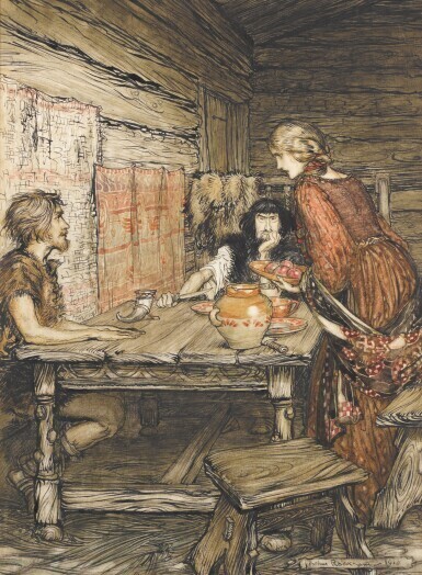 Original illustration for The Rhinegold and the Valkirie (The likeness between Siegmund and Sieglinde)