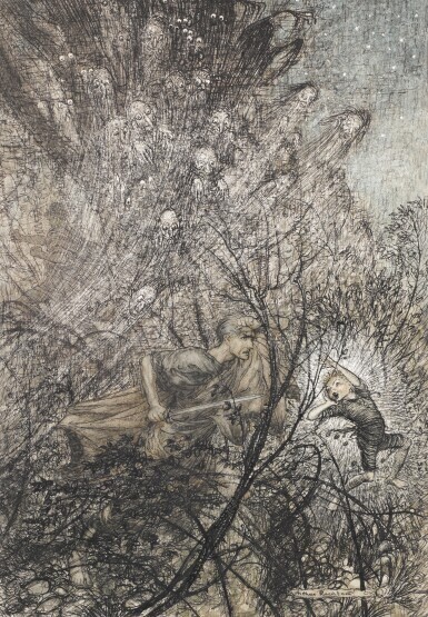 Original illustration for A Midsummer Night's Dream (Up and down, up and down, Goblin), 1908